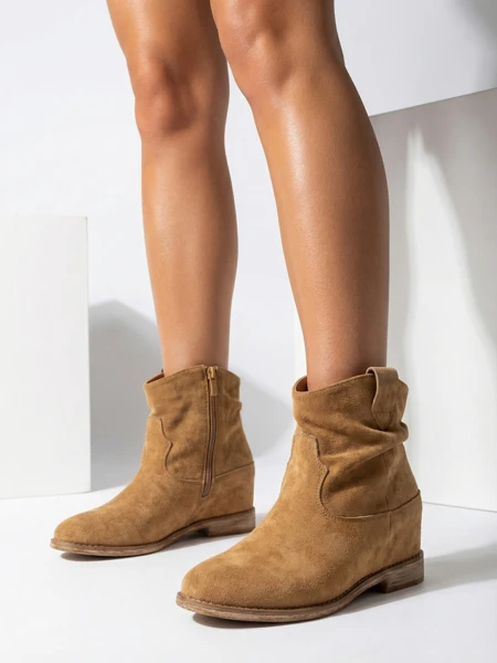 Athena Damenstiefeletten Camel Leder Wildleder Elegant