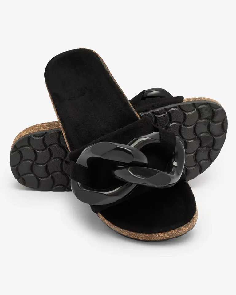 Royalfashion Damen Flip-Flops mit Kunststoffkette in schwarz Opixi