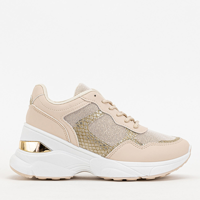Beige Turnschuhe für Damen mit verdecktem Keilabsatz Waqsy - Footwear