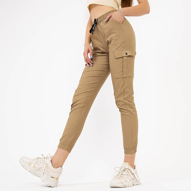 Beige Cargohose für Damen - Kleidung