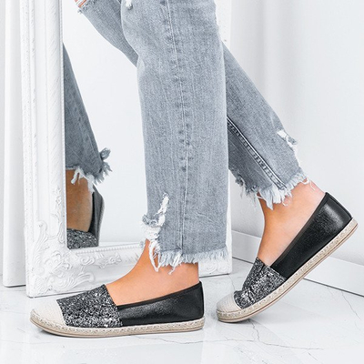Schwarze Espadrilles mit Brille-Glitzer - Schuhe 1