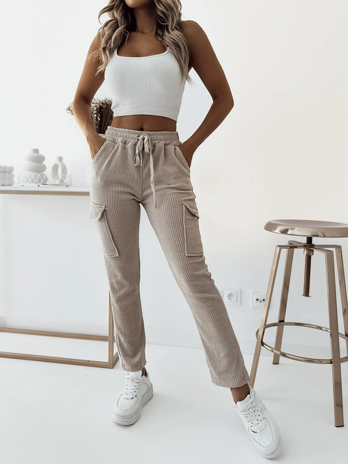 Бежеві жіночі ребристі бойові штани Royalfashion