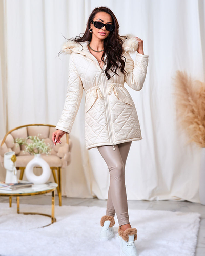 Royalfashion Damen Steppwinterjacke in ecru