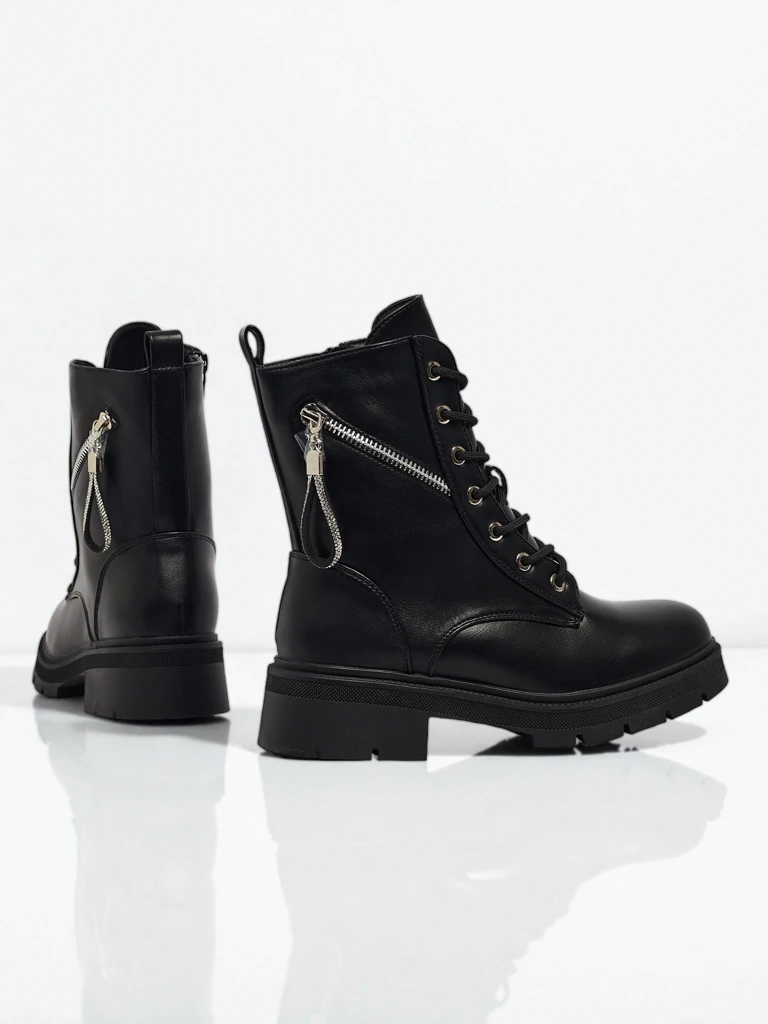 Damenstiefeletten Venus Schwarz Leder Elegant für den Herbst