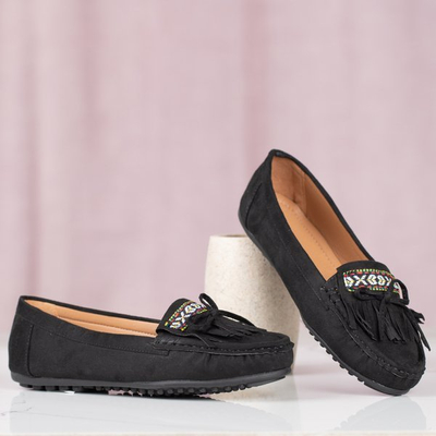 Schwarze Mokassins mit Kaddo-Fransen - Schuhe