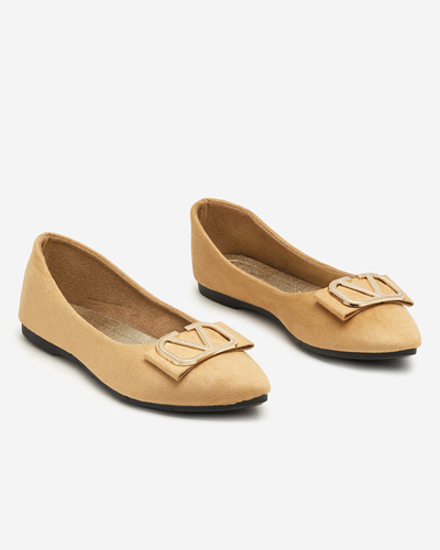 Beige Damen-Ballerinas mit Verzierung an der Spitze Cavo - Footwear