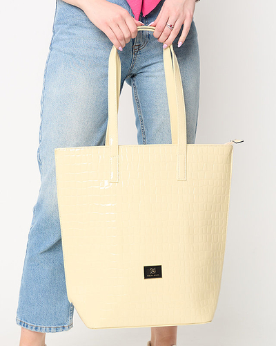 Lackierte Damen-Shopper mit naturfarbener Prägung - Accessoires