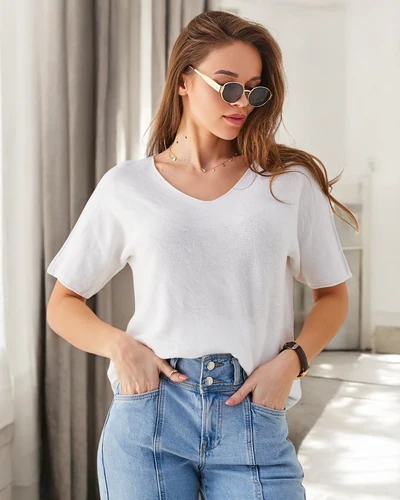 Royalfashion Тонкий жіночий светр з короткими рукавами