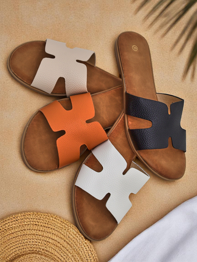 Royalfashion Damen-Pantoletten mit flacher Sohle, lässiger Stil