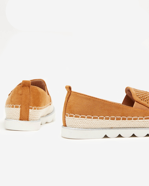 Коричневі ажурні еспадрильї з цирконами та блискітками Seritas