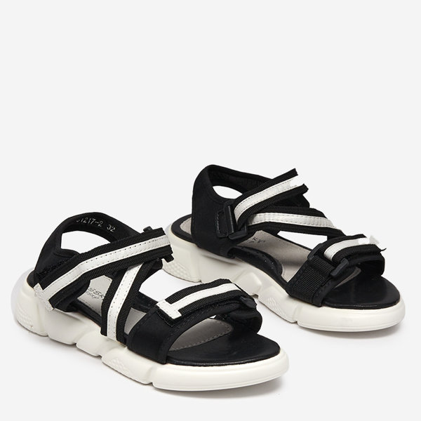 Schwarz-weiße Kindersandalen mit Klettverschluss Modis - Schuhe