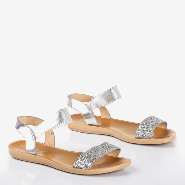 Silberne flache Damensandalen Brocella - Footwear 1