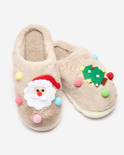 Royalfashion Weihnachtspantoffeln für Damen in Hellbraun Fertemse