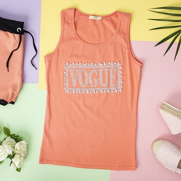 Pinkes Damen Top mit Zirkonia - Kleidung