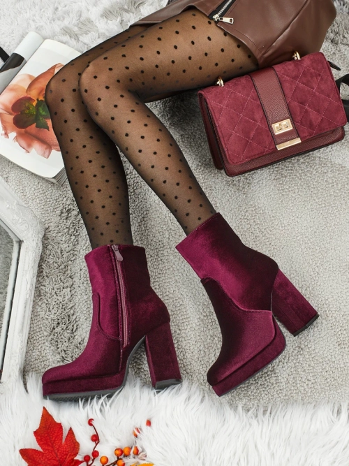 Ботильйони жіночі на підборах-стовпчику а-ля Велюр Miss