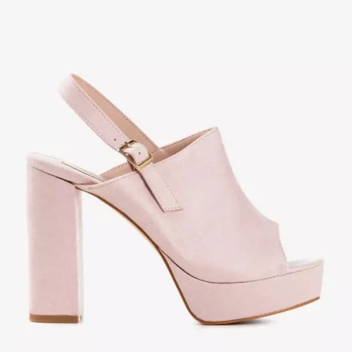 OUTLET Світло-рожеві босоніжки з еко-замші на високому стовпі Tripsi-Shoes