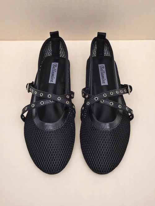 Балетки Royalfashion Arethusa Nero з сітки на плоскій підошві