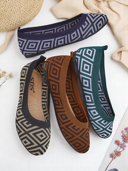 Royalfashion Тканинні жіночі балетки з геометричним принтом Metric