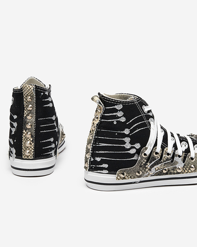 Schwarze High-Top-Sneaker für Damen mit Glitzer Survivi- Footwear