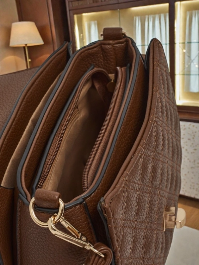 Damenhandtasche Luna Dunkelbraunes Elegantes Öko-Leder