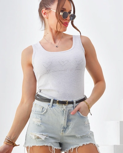 Royalfashion Baumwoll-Damen-Top ohne Ärmel mit kleinen Herzen