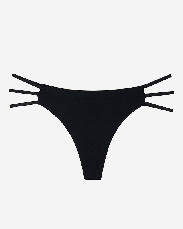 Damen-Tanga aus schwarzer Spitze mit Trägern PLUS SIZE- Unterwäsche