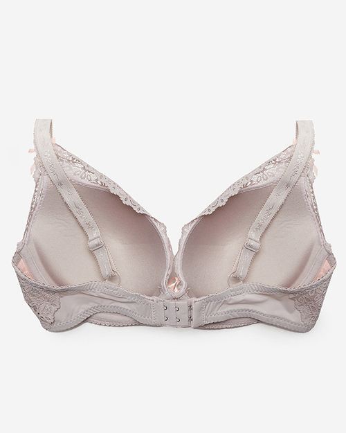 Рожево-сірий жіночий мереживний бюстгальтер