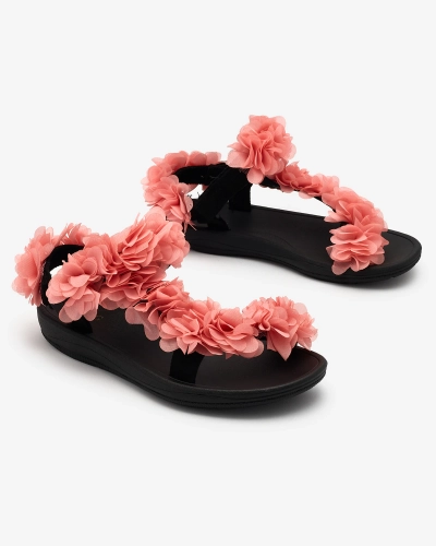 Royalfashion Koralle Damen Sandalen mit Blumen Alferroy
