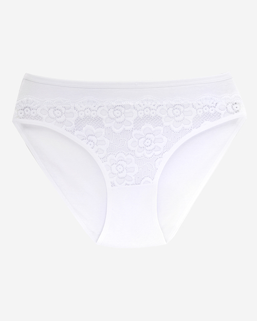 Білі жіночі трусики з мереживом
