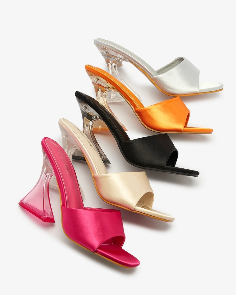 Hellgraue Damen-Flip-Flops mit transparentem Absatz Ageria - Schuhe