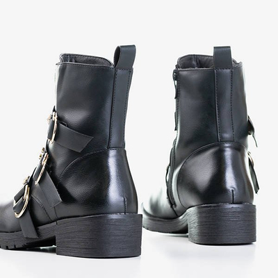 Schwarze Arbeiterinnen mit goldenen Schnallen Sytielia - Schuhe