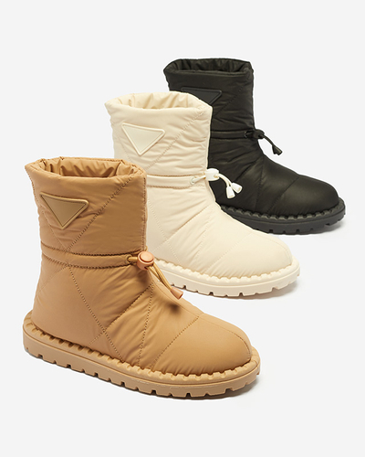 Cremefarbene, gesteppte Damen-Schneestiefel mit flacher Sohle Ferri - Footwear