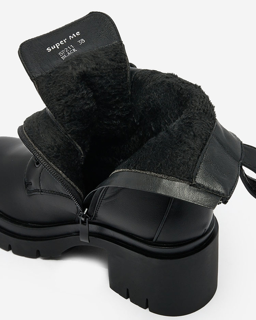 Royalfashion Чорні жіночі черевики на шнурівці Cazzenos