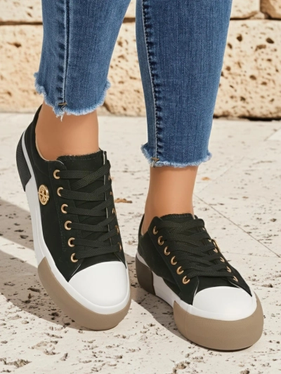 Schwarze Damen-Aurelio-Canvas-Sneaker