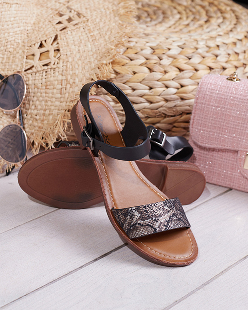 Босоніжки жіночі з чорним тисненням Xetera - Взуття