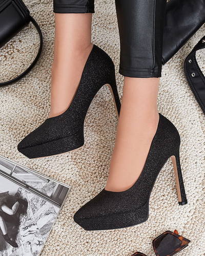 Royalfashion Damen Atekita Glitzer Pfostenpumps