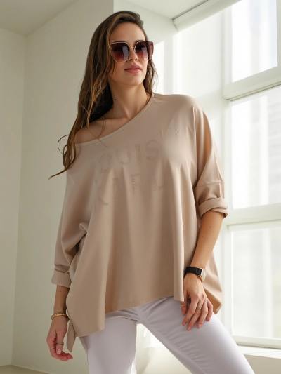 Royalfashion Жіноча блуза з віскози з написом з страз