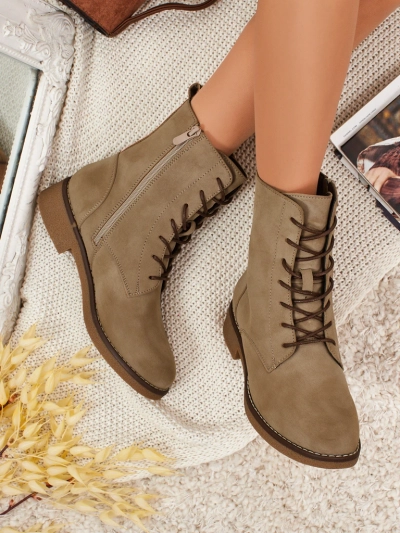 Matte Damen Schnürstiefeletten Treviline aus Öko-Leder