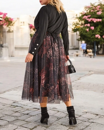 Royalfashion Damen-Zweischicht-Midirock