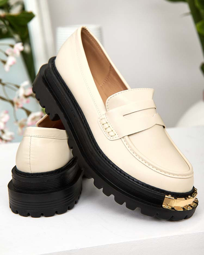Damen Loafers Aurelia Beige mit 5cm Plateau - Stilvoll und Bequem