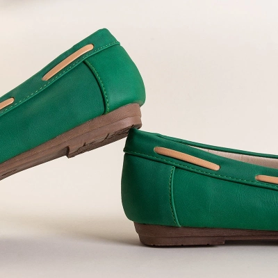 OUTLET Grüne Damen Mokassins mit Norami Bindung - Schuhe
