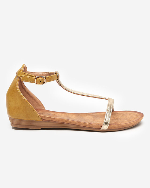 OUTLET Жіночі бежеві босоніжки зі вставкою з еко-замші Selione - Взуття