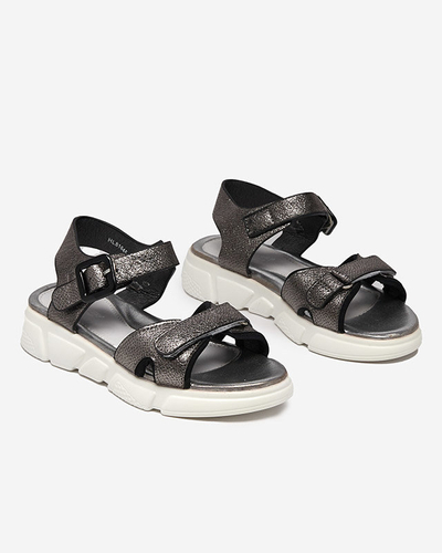 Graphitglänzende Mädchensandalen Jenilo - Schuhe