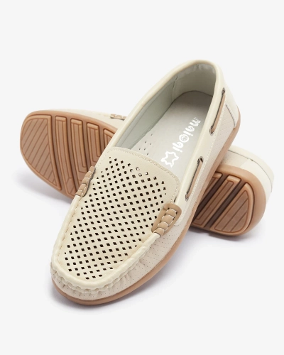 Beige durchbrochene Kindermokassins Nedda - Footwear