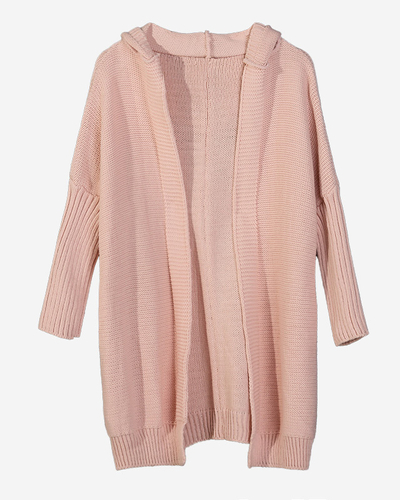 Langer Cape-Cardigan mit Kapuze in Pink für Damen - Kleidung