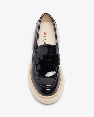 Schwarze Damen Mokassins aus Öko-Lackleder Sepop- Footwear