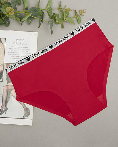 Червоні жіночі труси з декоративними смужками - Нижня білизна