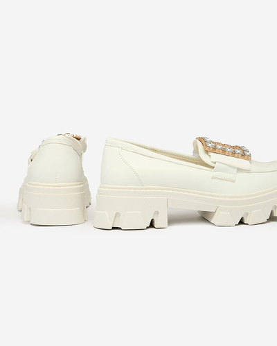 Royalfashion Weiße Mokassins mit Verzierung auf der Nase Alomease