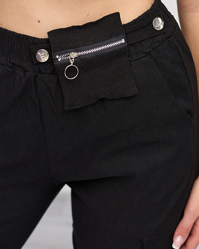 Schwarze Cargohose für Damen mit abnehmbarer Tasche - Kleidung