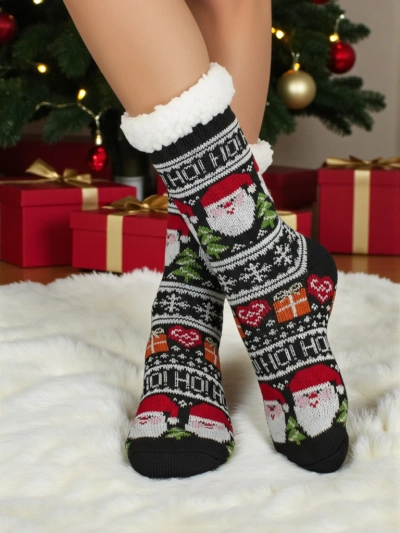 Damen Socken Aurora Schwarz Strick Weihnachten